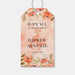Étiquettes-cadeau Aquarelle Orange Floral Mariage Favoriser