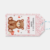 Étiquettes-cadeau Aquarelle Ours Saint Valentin (Devant (Horizontal))