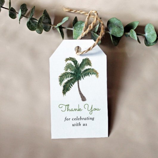 Étiquettes-cadeau Aquarelle Palm Tree Merci