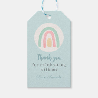 Étiquettes-cadeau Aquarelle pastel boho arc-en-ciel Merci