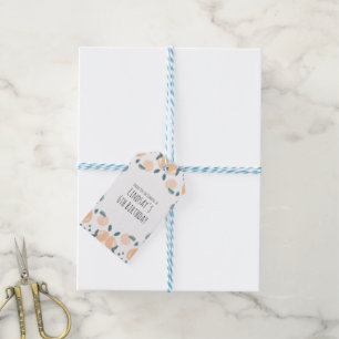 Étiquettes-cadeau Aquarelle Pêche Fruit Anniversaire Carré d'art fro