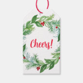 Étiquettes-cadeau Aquarelle peinte à la main Noël Vacances Wreath (Devant)
