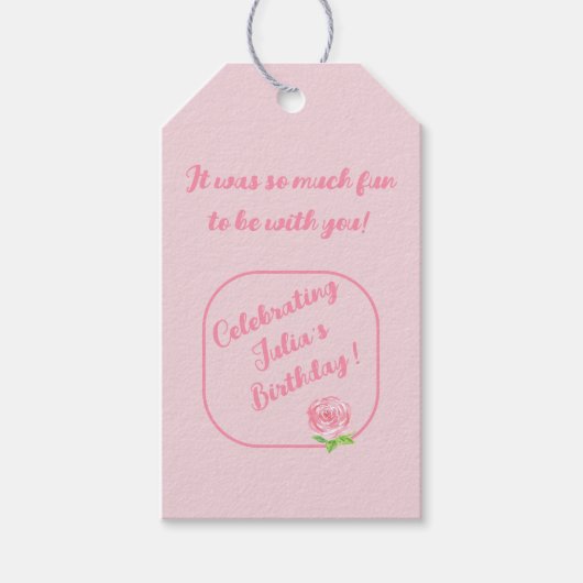 Étiquettes-cadeau Aquarelle peinte à la main Rose ANNIVERSAIRE (Devant)