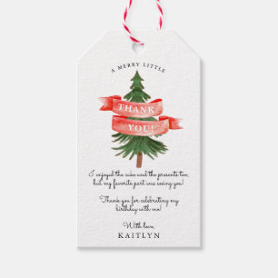 Étiquettes-cadeau Aquarelle Pine Arbre Joyeux Petit Anniversaire