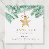 Étiquettes Cadeau Aquarelle Pine Boughs Noël Mariage d'hiver (Devant)