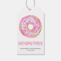 Aquarelle Pink Donut arrose Merci d'anniversaire