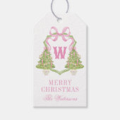 Étiquettes-cadeau Aquarelle Pink Nutcracker Monogram Crest (Devant)