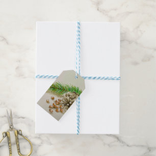 Étiquettes-cadeau Aquarelle Pinõn Nuts Pinecone Nouveau-Mexique