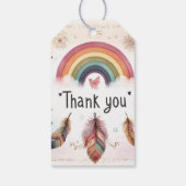 Étiquettes-cadeau Aquarelle Rainbow Bird & Feathers Boho Merci (Dos)