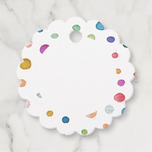 Étiquettes Cadeau Aquarelle Rainbow Confetti Points Favoriser les ét (Devant)