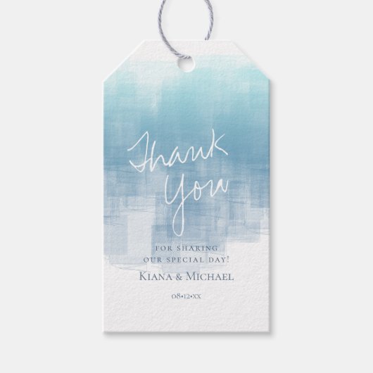 Étiquettes-cadeau Aquarelle Réflexions Merci Dusty Blue ID774 (Devant)