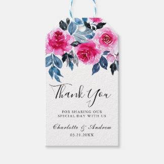 Étiquettes-cadeau Aquarelle romantique Merci Mariage Floral