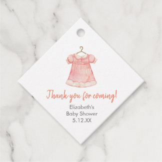 Étiquettes Cadeau Aquarelle rose Baby shower Robe fille