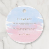 Étiquettes Cadeau Aquarelle Rose Bleu Parsemé D'Amour (Dos)