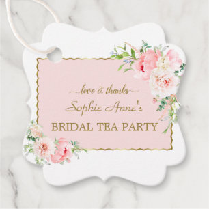 Étiquettes Cadeau Aquarelle Rose Blush Floral Gold Bride Tea Party
