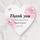 Étiquettes Cadeau Aquarelle rose Coeur Rose (Devant)