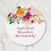 Étiquettes Cadeau Aquarelle rose du safran bordeaux (Dos)