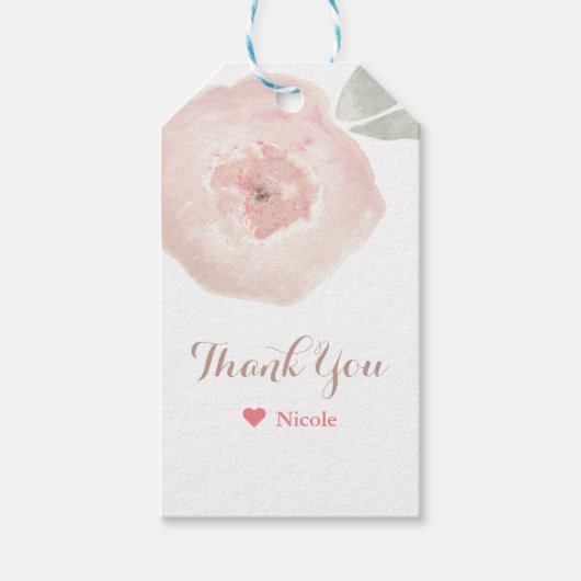 Étiquettes-cadeau Aquarelle rose Fleur Anniversaire Fête Favoriser (Devant)