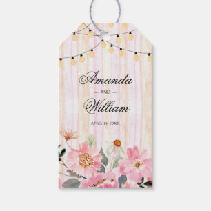 Étiquettes-cadeau Aquarelle rose Fleurs de mariage favori Tags
