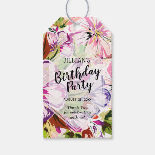 Étiquettes-cadeau Aquarelle rose Floral Anniversaire Merci