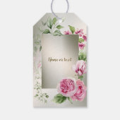 Étiquettes-cadeau Aquarelle rose Floral Frame Bronze brillant (Dos)