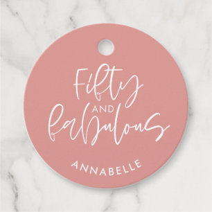 Étiquettes Cadeau Aquarelle rose girly 50 et fabuleux anniversaire