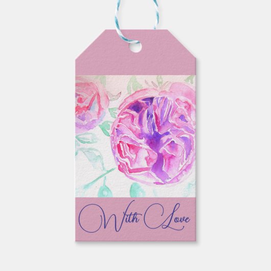 Étiquettes-cadeau Aquarelle rose Lilac Merci rose (Devant)