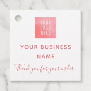 Étiquettes Cadeau Aquarelle rose Logo Social Media Order Merci