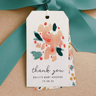 Étiquettes-cadeau Aquarelle rose Merci de jardin Floral
