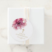 Étiquettes Cadeau Aquarelle rose moderne Confirmation florale (En situation)