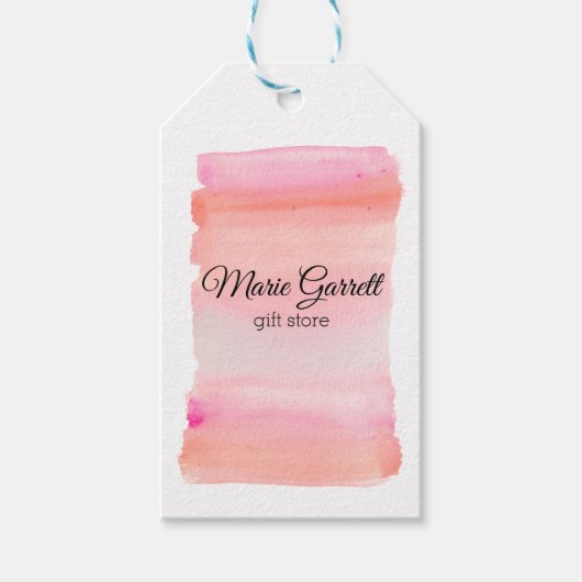 Étiquettes-cadeau Aquarelle rose moderne pointe (Devant)