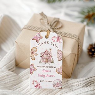 Étiquettes-cadeau Aquarelle rose Noël Cookie Baby shower Favoriser