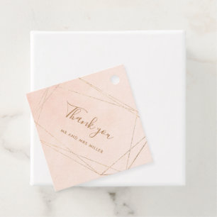 Étiquettes Cadeau Aquarelle rose or rose Merci Mariage moderne