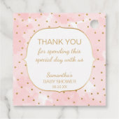 Étiquettes Cadeau Aquarelle rose Or Un bébé brasse merci (Dos)