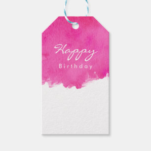 Étiquettes-cadeau Aquarelle rose Paint Splatter Joyeux anniversaire