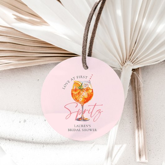 Étiquettes Cadeau Aquarelle Rose Pâle Aperol Spritz Fête de Mariage