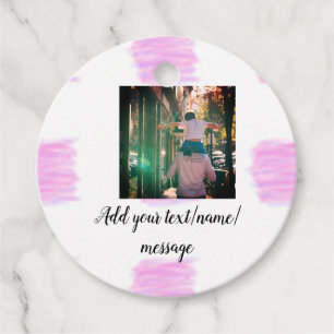 Étiquettes Cadeau Aquarelle rose violet père fils papa ajouter l'ima