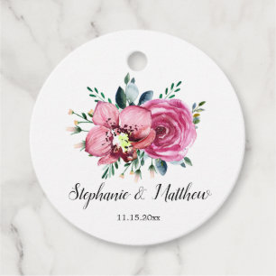 Étiquettes Cadeau Aquarelle Roses roses roses Orchidées Mariage de f