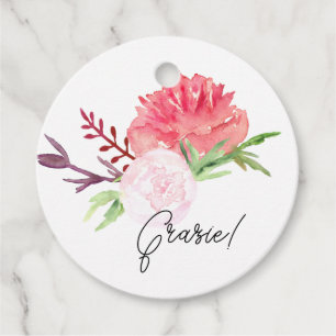 Étiquettes Cadeau Aquarelle Roses Roses Roses Roses Roses Blanches