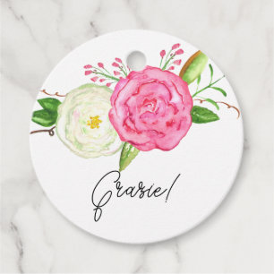 Étiquettes Cadeau Aquarelle Roses Roses Roses Roses Roses Blanches