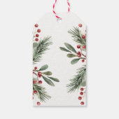 Étiquettes-cadeau Aquarelle rouge Bow Vert Holly Berries Noël (Dos)