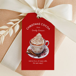 Étiquettes-cadeau Aquarelle rouge Festive cacao chaud