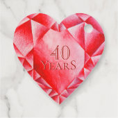 Étiquettes Cadeau Aquarelle Ruby Heart 40e anniversaire de Mariage (Dos)