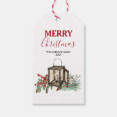 Étiquettes-cadeau Aquarelle rustique Berries à pin de Noël (Devant)