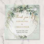 Étiquettes Cadeau Aquarelle rustique eucalyptus vert or (Dos)