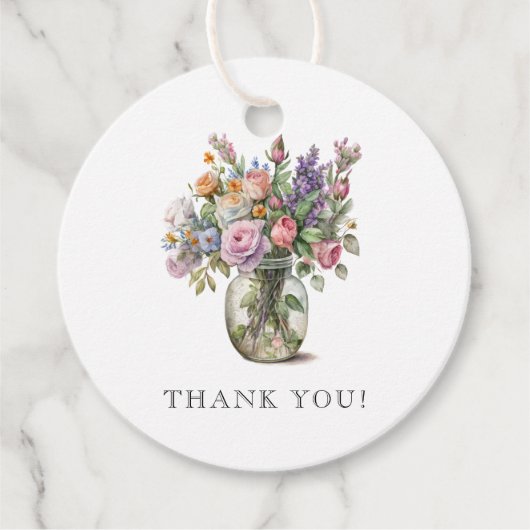 Étiquettes Cadeau Aquarelle rustique Floral 70e anniversaire (Devant)