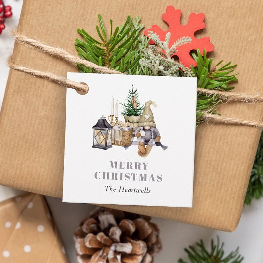 Étiquettes Cadeau Aquarelle Rustique Gnome Holiday