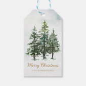 Étiquettes-cadeau Aquarelle Rustique Pin d'hiver Arbres Noël (Devant)