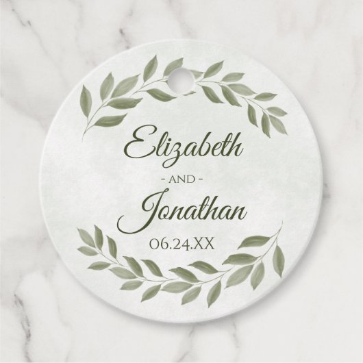 Étiquettes Cadeau Aquarelle rustique Verdure Élégante Mariage de tai (Devant)