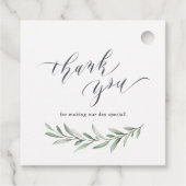 Étiquettes Cadeau Aquarelle simple Rustique Mariage de verdure (Dos)